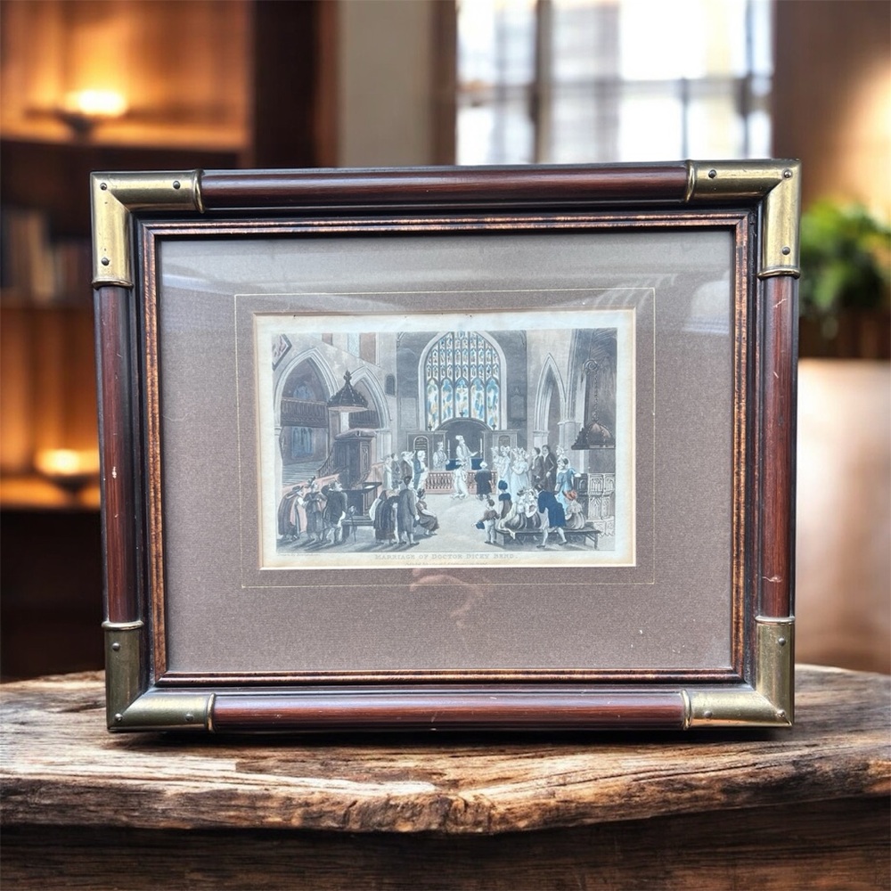 Vintage “Marriage of Doctor Dicky Bend” Art Print  Framed Wall Art‎ 15” x 12”